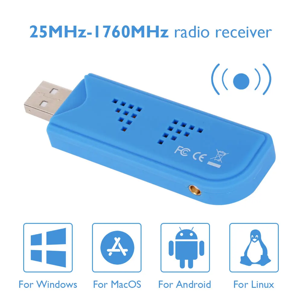 

USB 2.0 TV Receiver For SDR RTL2832U R828D A300U FM Receiving Frequency 25 MHz To 1760 MHz Receiving Frequency Tuner Dongle