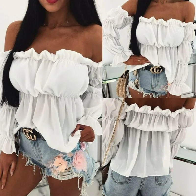

2022 Long Sleeve Shirt Women One Line Collar Solid Color Sexy Waist Closing Casual Loose Shirt Woman Ladies Tops Polo Shirt