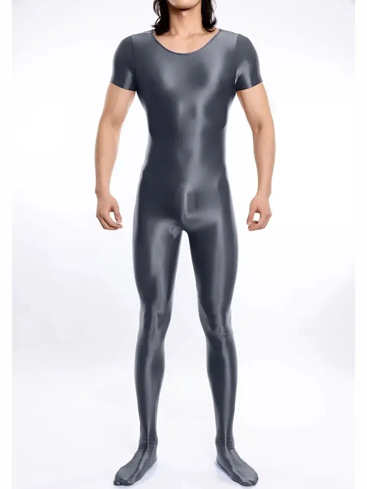 Блестящее боди с коротким рукавом унисекс бесшовные колготки бюстом комбинезон