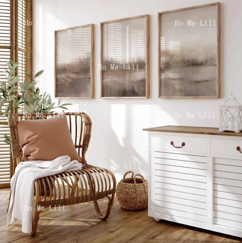 Набор из 3-х настенных художественных принтов в фермерском доме пейзажных