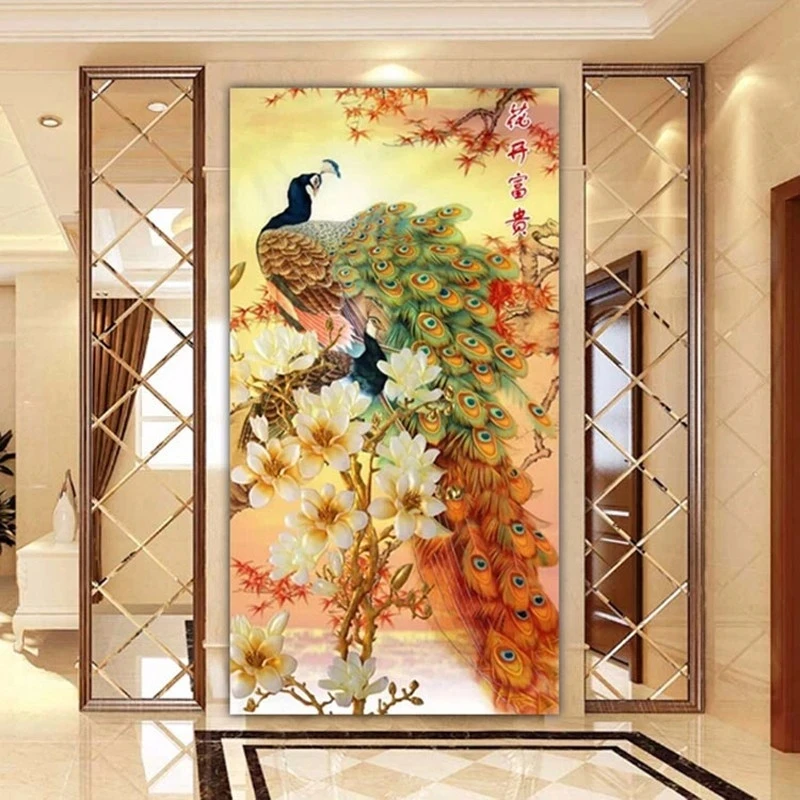 

5D Blooming Flower Peacock Diamond Painting The Vertical Version Of Magnolia Full Diamond Mosaic Cross Stitch Kit Home Decor