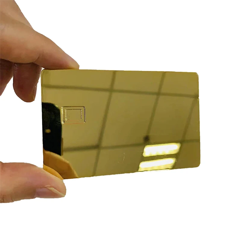 24k Gold Mirror Chip Card Credit Card Mirror Reflective Membership Gift Card With Chip Slot and Signature