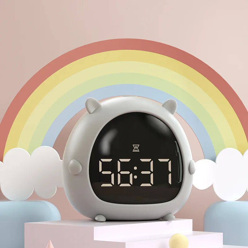 

Student Alarm Clock Usb Charging Voice Control Desktop Digital Led Clock Mini Electronic Cartoon Children Alarm Clock