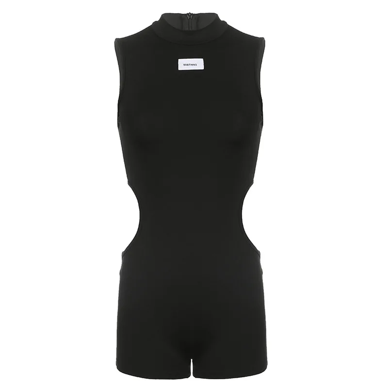 

Digital 2022 Sexy Women's Sleeveless Bodysuit Bodysuit Slim Fit Hot Girl Shorts Clubwear Cutout Biker Shorts Jumpsuit