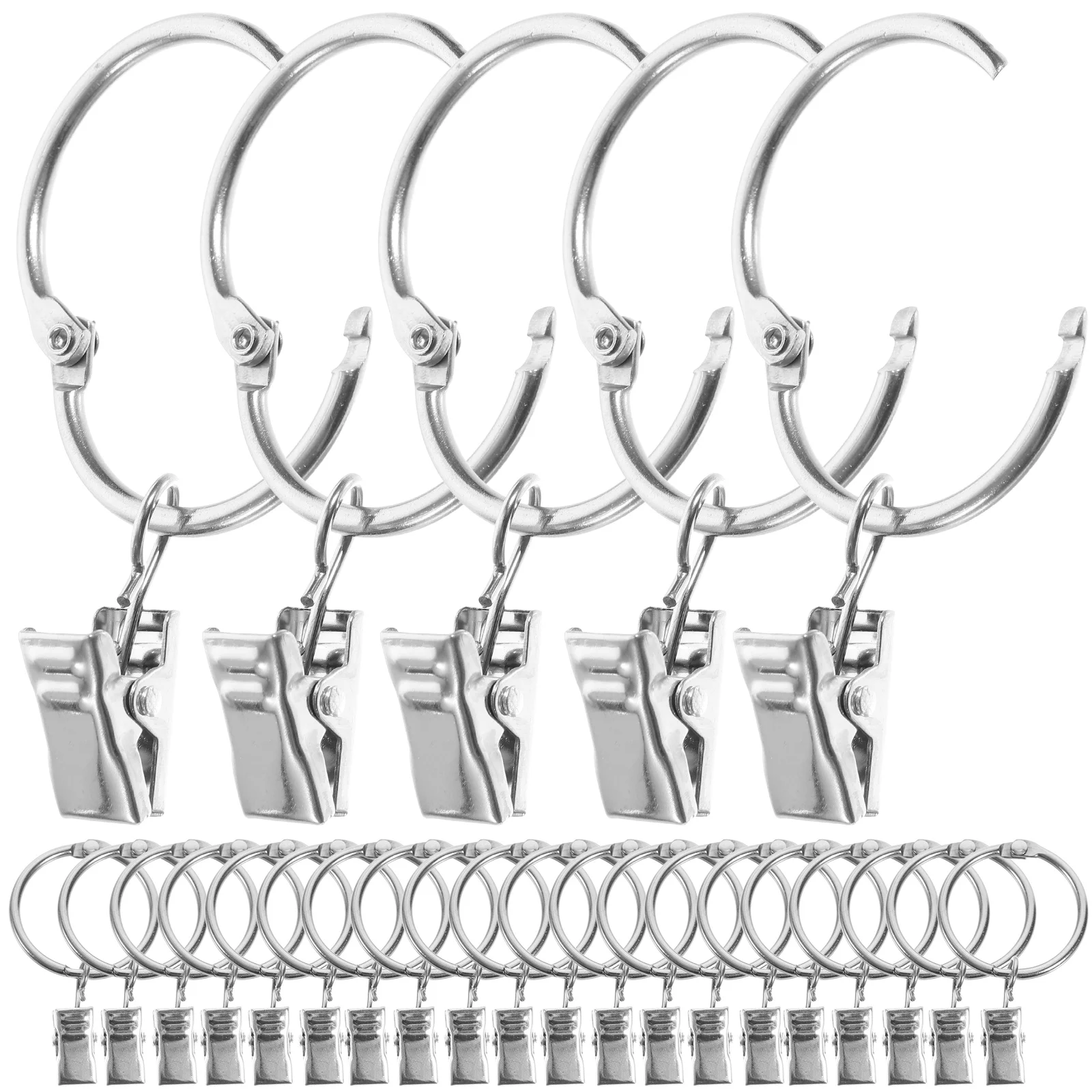 

50 Pcs Curtain Ring Clip Metal Rod Clips Shower Hooks Drapery Rings Iron Window Hanging Curtains