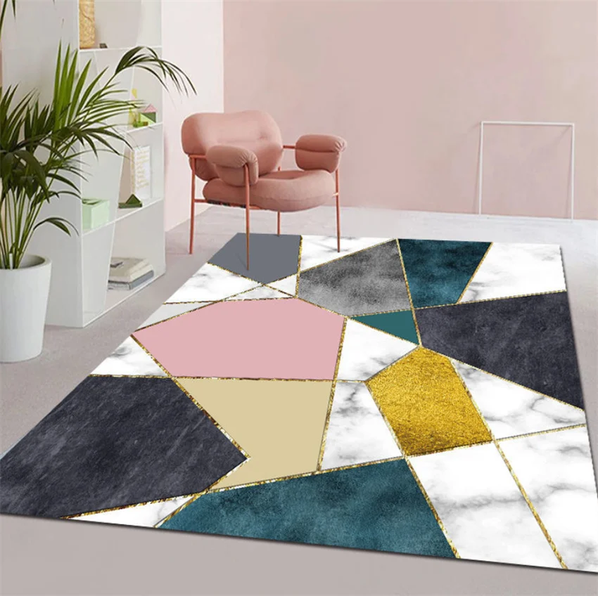 

Modern Simple Carpet Living Room Sofa Coffee Table Mats Luxury Soft Home Decor Floor Mat Geometric Lattice Design Large Rugs