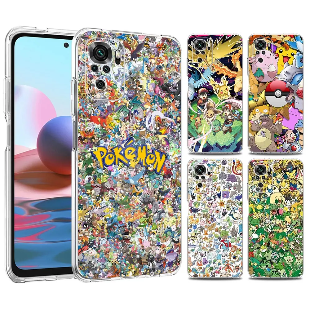 

Japan P-Pokemon-Ocket-Monster Phone Case For Redmi Note 11 Pro 10 10S 9 8 8T K50 K40 Transparent Redmi 9A 9C 9T 7 7A Bags Cover
