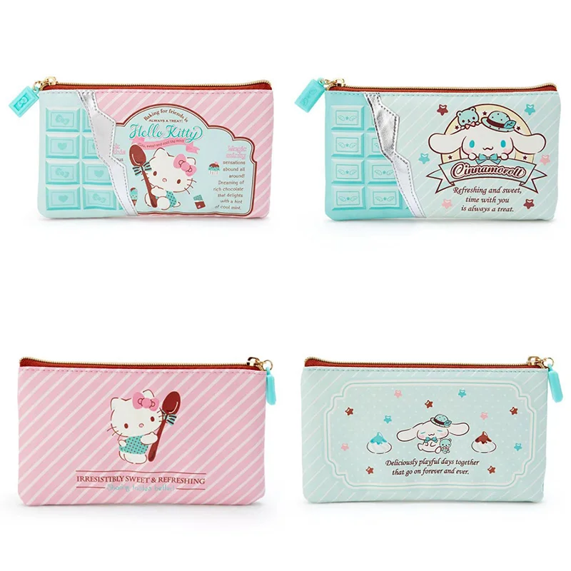 

Милый Sanrio, с мультяшным изображением Hello Kitty Cinnamoroll, мятно-зеленый шоколад, сумка для хранения, милые косметички, канцелярские принадлежности...