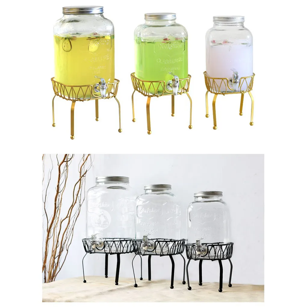 

Iron Black/Golden Jar Holder Fits 4L/5L/8L Juice Drink Jars Cans Stand Rack Catering Buffet Beverage Container Holder
