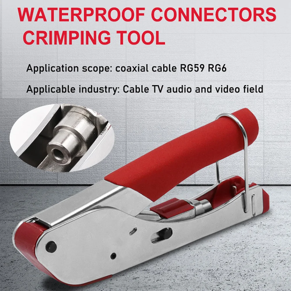 

Crimping Plier Coax Cable Crimper Squeezing Pliers Crimper Wire Stripping Plier Tool Steel+ABS Durable Non Slip PR Sale