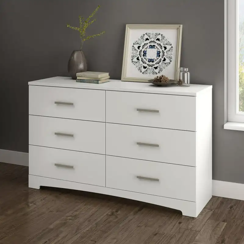 

6-Drawer Double Dresser, White Esquinero de madera para sala Closet organizer Muebles para habitación Wall shelves Room organi