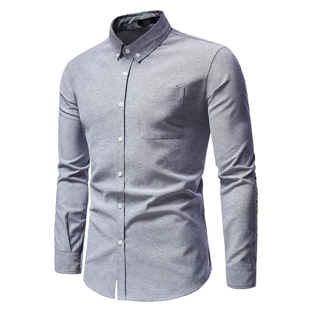 

2023 New Spring Fashion Men's New Oxford Shirt Arm Water Drop Ethnic Style Color Matching Casual Long-sleeved Shirt