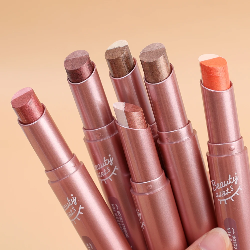 Матовые блестящие тени для век 2 в 1 стойкие водостойкие перламутровые мерцающие