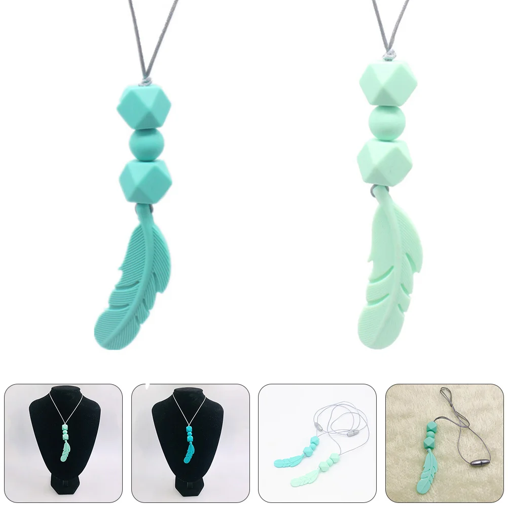 

2 Pcs Infant Teether Baby Teething Necklace Molar Food Grade Silicone Tool Toy Chain