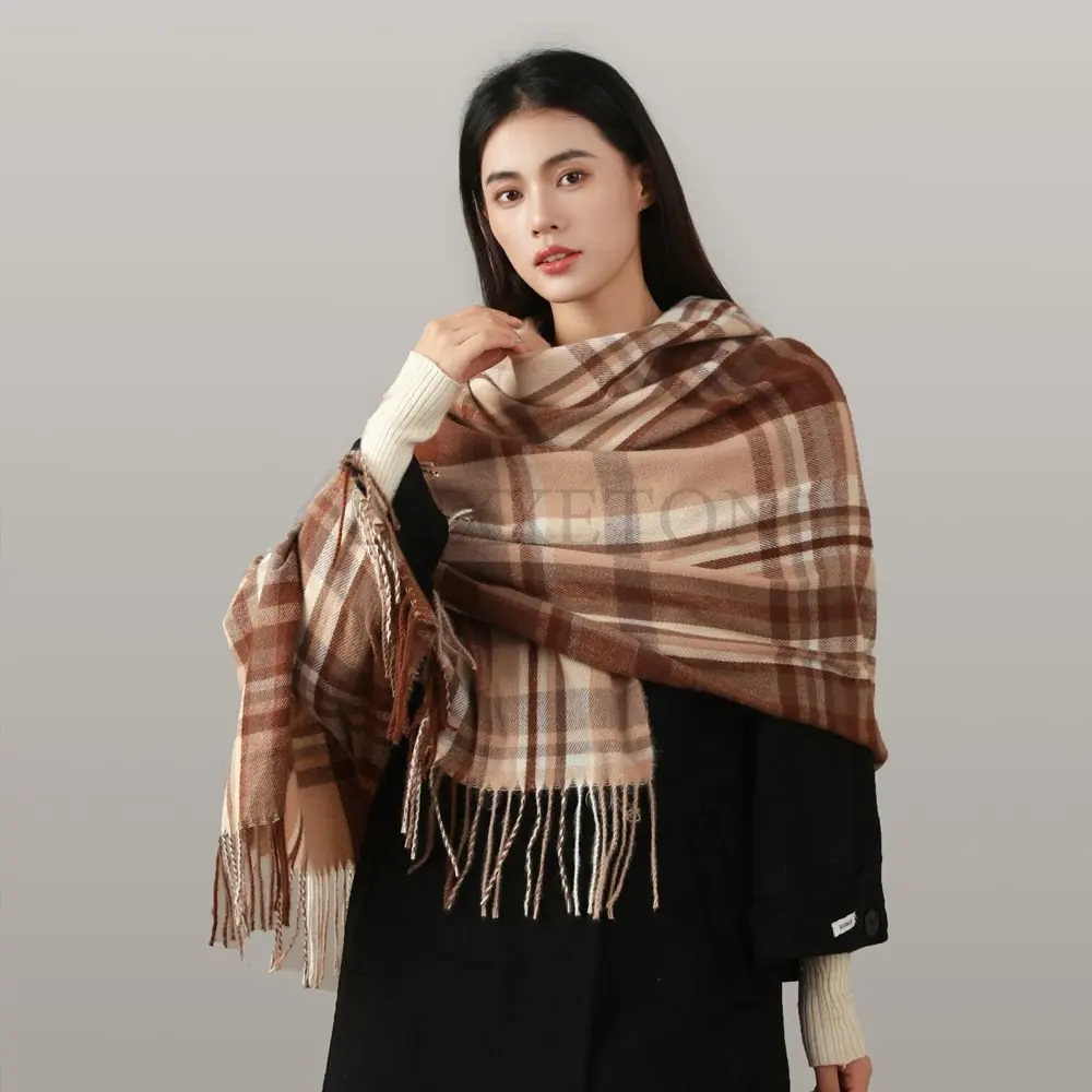 

Women Autumn Winter Scarf Lady Cashmere Feeling Muffler Spring Fall Large Blanket Classic Plaid Shawl Soft Warm Wrap Wholesale