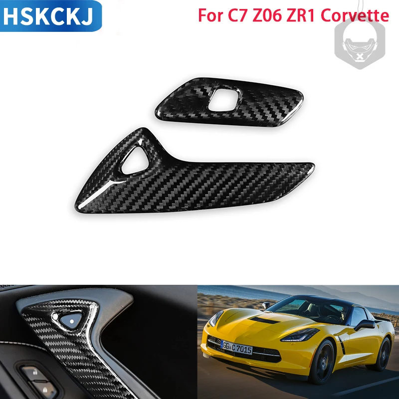 

Накладка на дверную ручку для Chevrolet Corvette C7 Z06 ZR1 2014-2018 2019, декоративная накладка на пуговицы, интерьеры из настоящего углеродного волокна