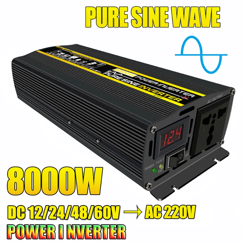 Pure Sine Wave Power Inverter DC 12/24/48/60V TO AC 220V 110