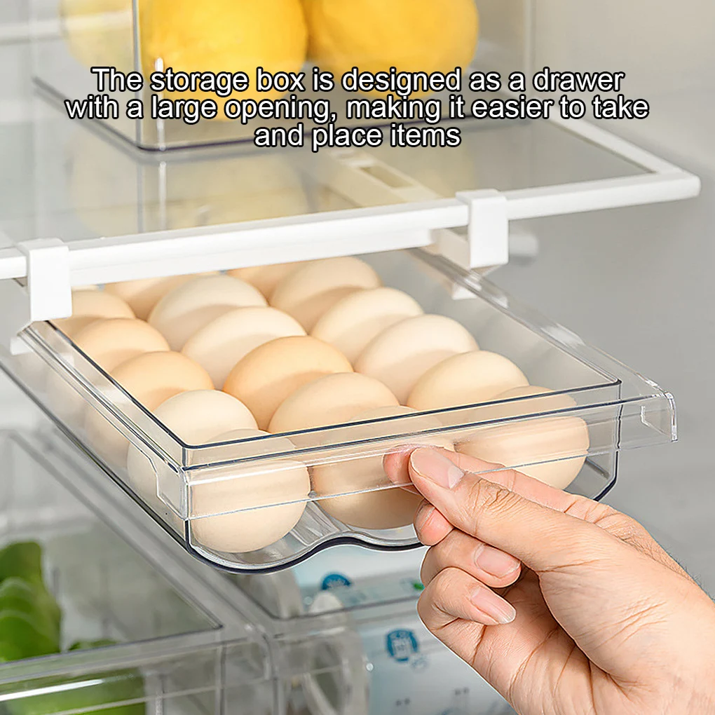 

Egg Storage Snap-on Tray Holder Household Sliding Refrigerator Cupboard Drawer Pull-out Case Reusable Organizer