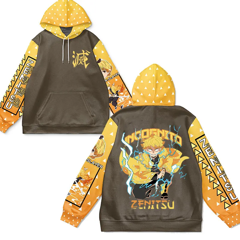 

Толстовка с капюшоном с длинным рукавом для мужчин и женщин, повседневный спортивный Свитшот аниме рассекающий демонов, Осенний пуловер с 3D-принтом Agatsuma Zenitsu