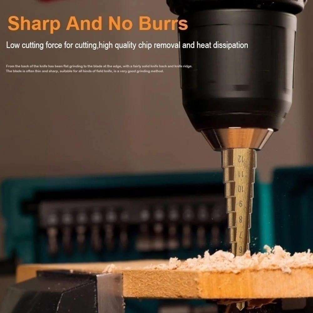 Набор Ступенчатых Сверл С Шестигранной Головкой Титановым Покрытием 1/4 Дюйма