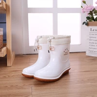 middle high rubber boots for women outdoor non skid shoes white galoshes canteen rain boots 39 44 code womens spring shoes