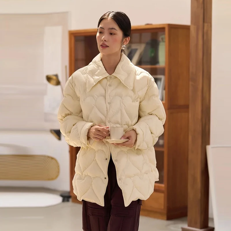 2022 Winter Oversized down jacket Women Streetwear Long sleeve Overshirt Blue Warm Fashion Ladies snow wear Clothing INKEO 2O279