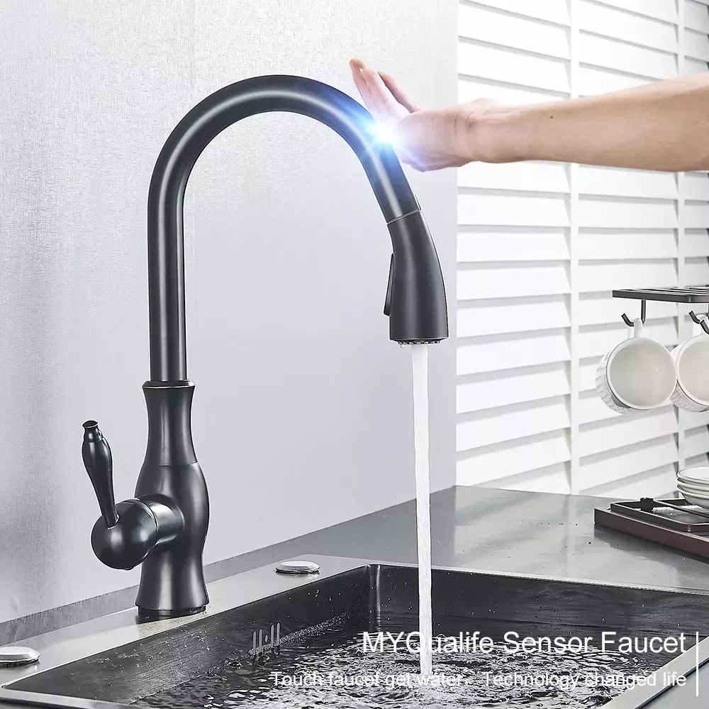 

Black Pull Out Sensor Kitchen Faucet Sensitive Touch Control Faucet Mixer For Kitchen Touch Sensor Kitchen Mixer Tap