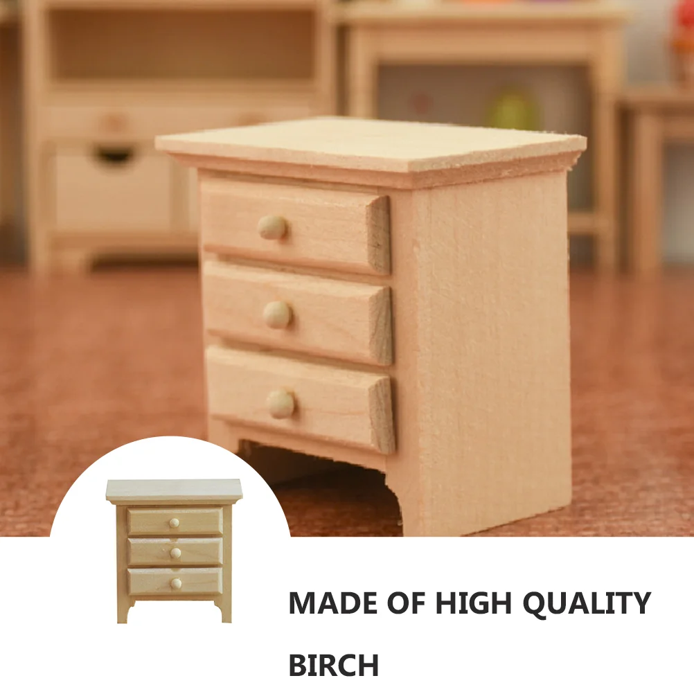 

112 Dollhouse Bedside Table Ornament Furniture Model Mini Cabinet Kids Toys Miniature Wooden Child