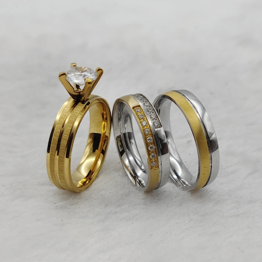 Bridal Jewellery Dubai Wedding Proposals Finger Ring Affordable 18k Golden Titanium Woman Marriage Zircon Rings Couples