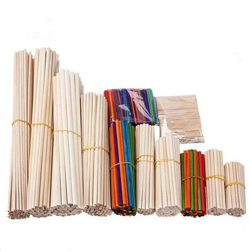 50pcs Model Round Wooden Stick Food Ice Lollies for Crafts Making Cake Dowel DIY Durable Dowel Building Model Woodworking Tool images - 6