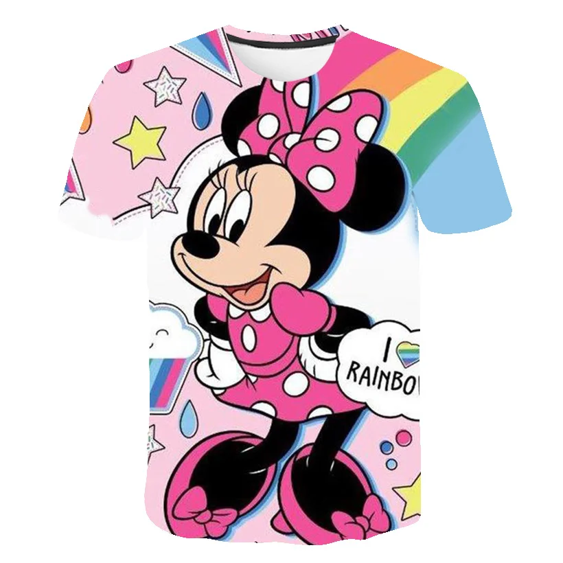 

Disney T-shirt 3D Printed Boys Girls Kids Mickey Mouse T-shirt Kids T-shirt Summer Fashion Cartoon T-shirt O Collar T-shirt