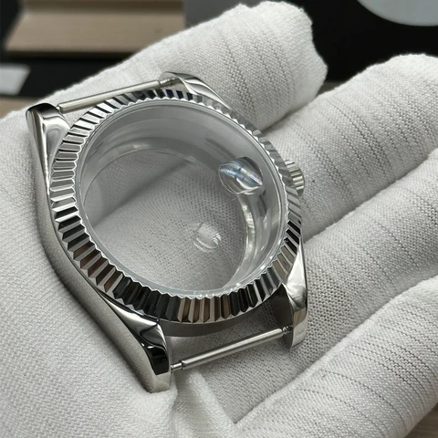 Часы Серебристые диаметром 41 мм, увеличительное стекло с сапфировым стеклом, модифицированные запасные части для часов NH34 NH35 NH36