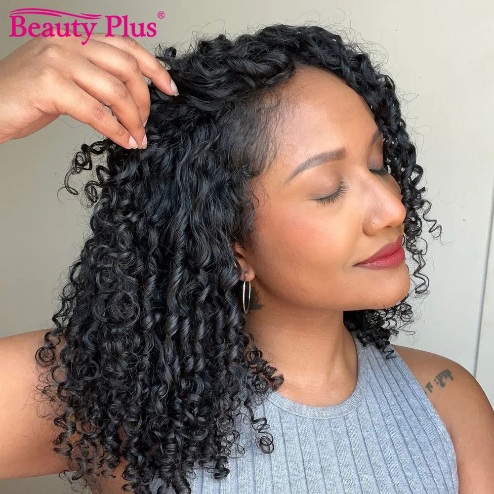 Short Funmi Spiral Curly 13x4 Transparent Lace Wig Human Hair for African Americian 180 Density PrePlucked with Natural HairLine
