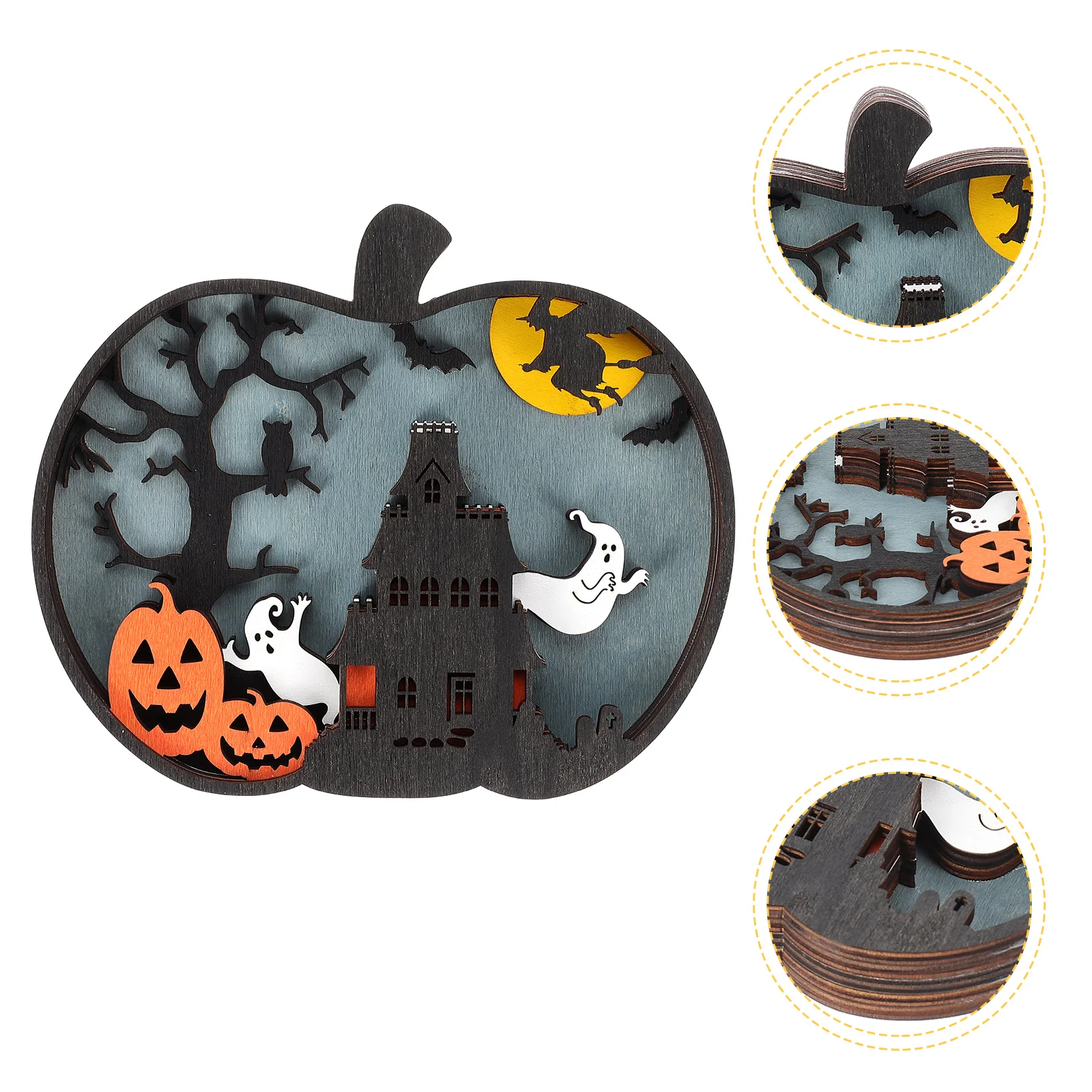 

Pumpkin Table Wooden Sign Decor Pumpkins Decorations Light Ghost Festival Signs Topper Decoration Trick Or Treat Party Led