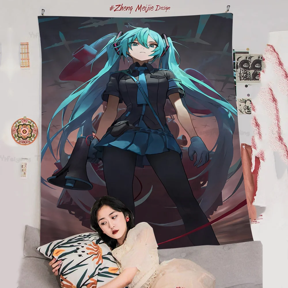 H-HatsuneS Girl M-MikuS большой настенный гобелен с принтом индийский Будда украшение