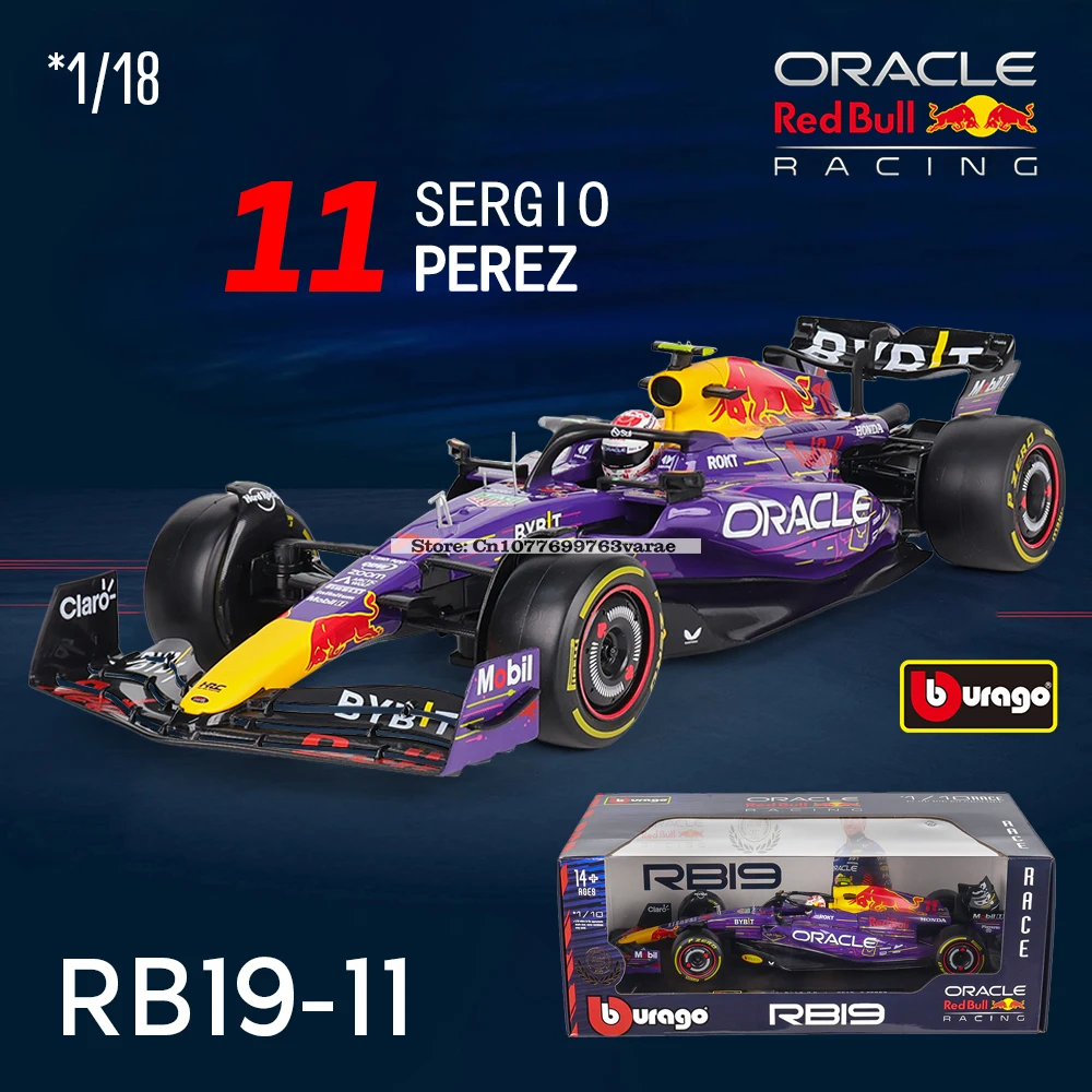 Новая модель автомобиля Bburago 1:18 Rb19 Las Vegas F1 Champion Red Bull 2023 гоночные автомобили Майами