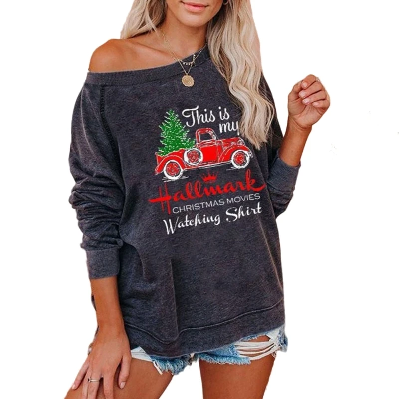 

Casual Christmas Sweater Tops Long Loose Pullover Women's Hoodie Sweatshirt