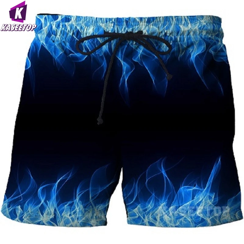 Мужские пляжные шорты с синим пламенем Бермуды для серфинга мужские