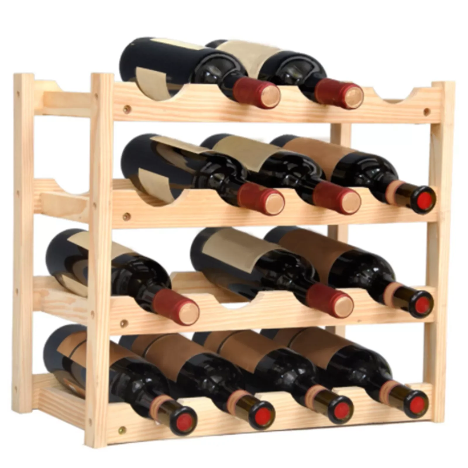 

Wooden 16 Bottles Wine Rack Cabinet Holder Shelf Free Standing Holders Barware Storage Wine Racks Home Kitchen Bar Tools