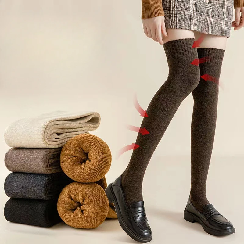 

Новинка 2023, зимние и осенние Гольфы с двойными иглами, женские чулки в японском стиле, вязаные полосатые хлопковые теплые длинные женские носки