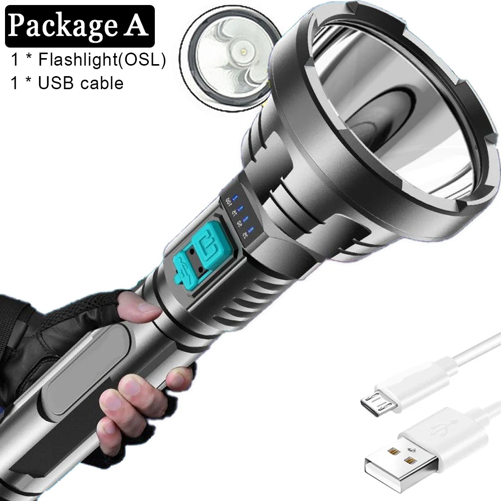 

Super Powerful LED Flashlight USB Rechargeable Flashlamp Xenon Long-Range Flashlights Outdoor Camping Adventure Electric Torch