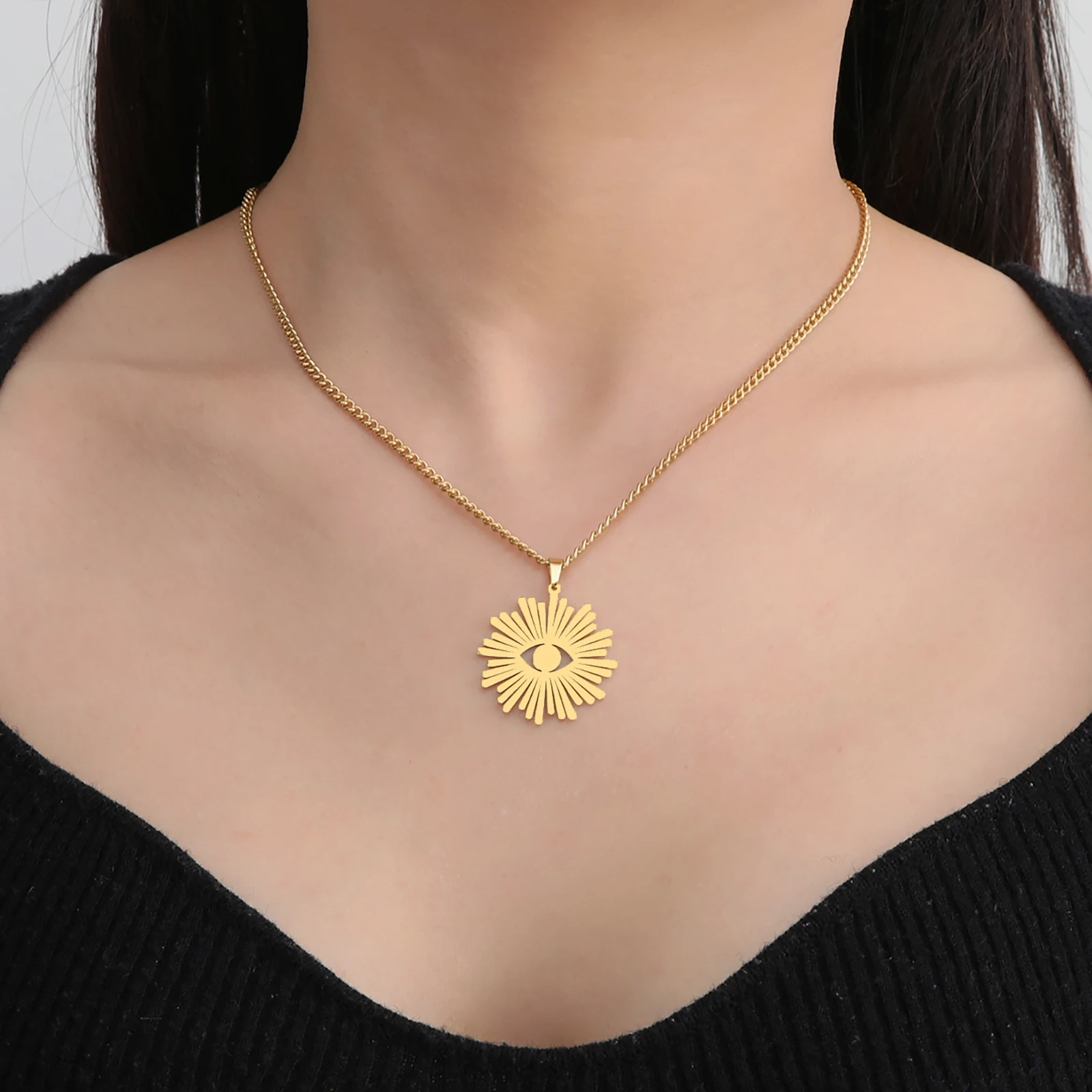 Ожерелье с кулоном сглаза из нержавеющей стали