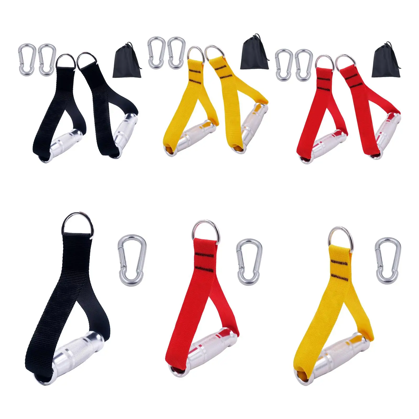 

Strong Resistance Bands Handle Nylon Webbing Fitness Equipment Metal Grips Gym Handle Cable Machine Attachment Grip