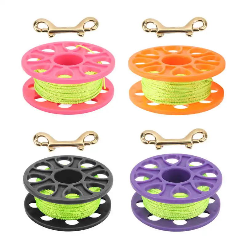 

Dive Reel Fluorescent Green Line Plastic Material Copper Double Ended P Hook 30 Meters Cable Length Diving Reels