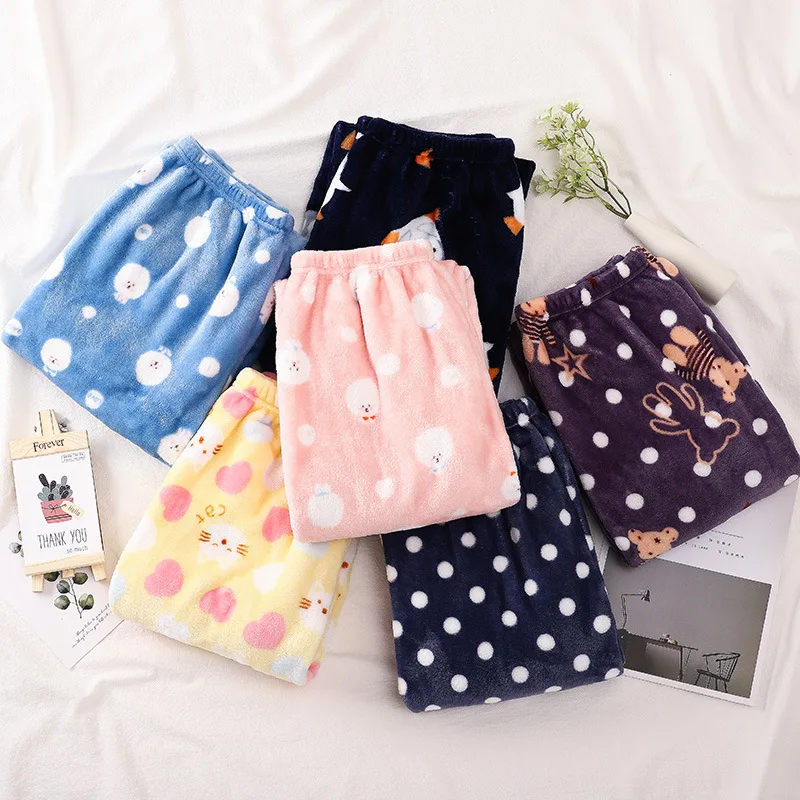 Autumn and Winter Sleeping Pants Fairy Warm Pants Flannel Pants Coral Velvet Home Pants Homewear Sleepwear
