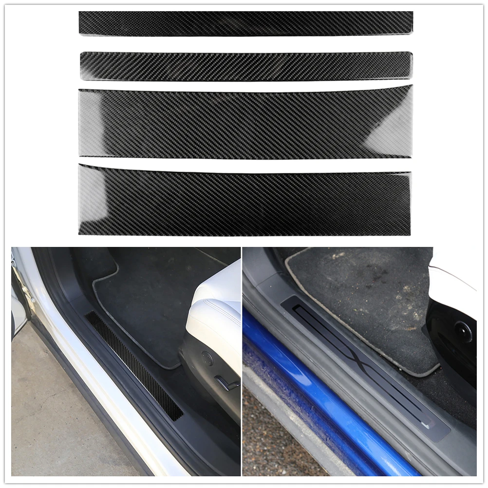 

4 шт., защитные накладки на порог автомобильной двери из углеродного волокна для Tesla Model X
