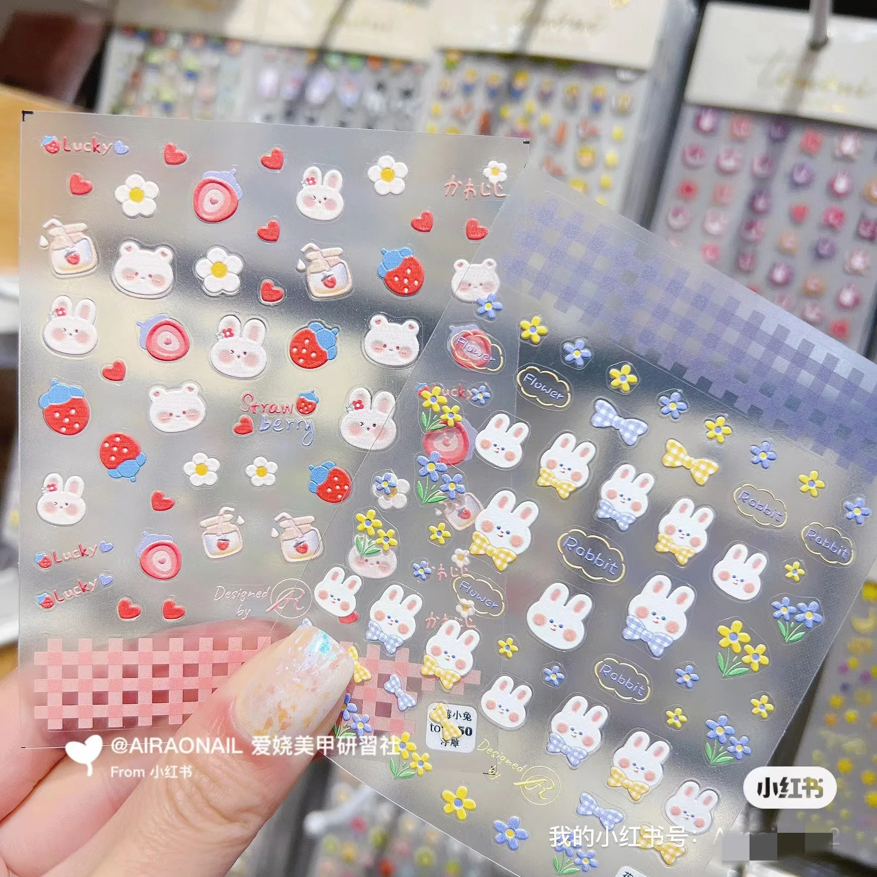 

Лидер продаж в корейском Ins, рельефные 5D клейкие маникюрные наклейки с милым Кроликом, наклейки для ногтей своими руками 1650