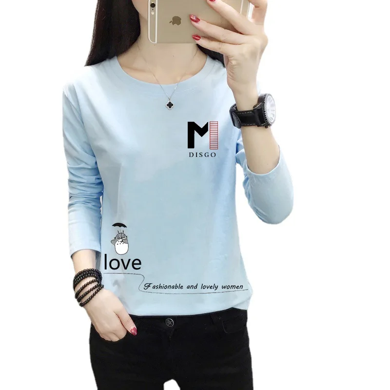 Весна и осень 2022 новая женская футболка в корейском стиле с длинным рукавом