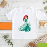 ariel print kids girls t shirt disney princess series tops casual outdoor style hot selling child t shirt minimalist clothes