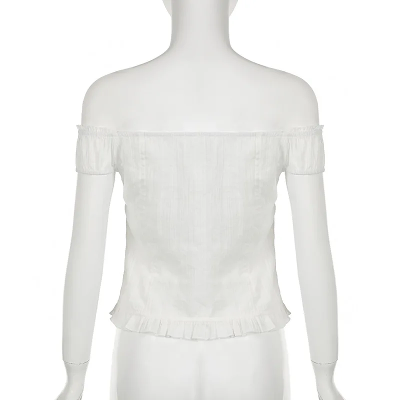 Французская женская кружевная рубашка с пузырьковым рукавом